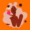 Balance, dark sinned woman with strawberry hair holding geometric figures like circle, square, rectangle and triangle on her index finger.